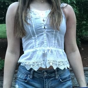 button up lace detail cami!